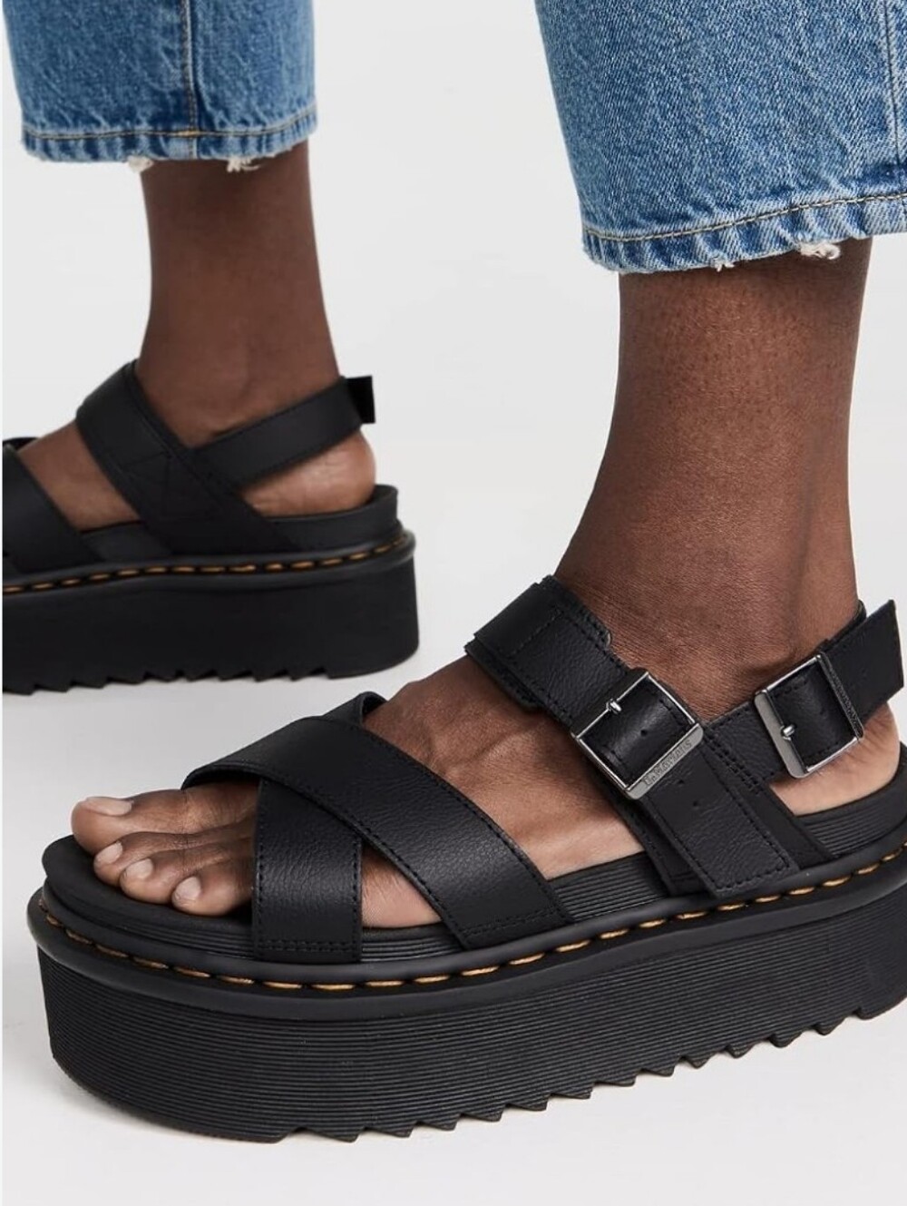 Dr. Martens Voss II Quad Platform Leather Sandals Size 7